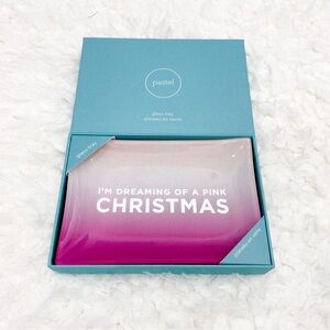 Pink Christmas Glass Trinket Tray Dish